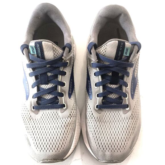 Brooks Adrenaline GTS 22 gray and blue running athletic shoe 9 womens gym active - Picture 2 of 9